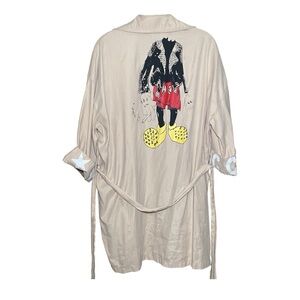 Rare Unique Y2K Punk Rock Mickey Print Trench Coat Jacket